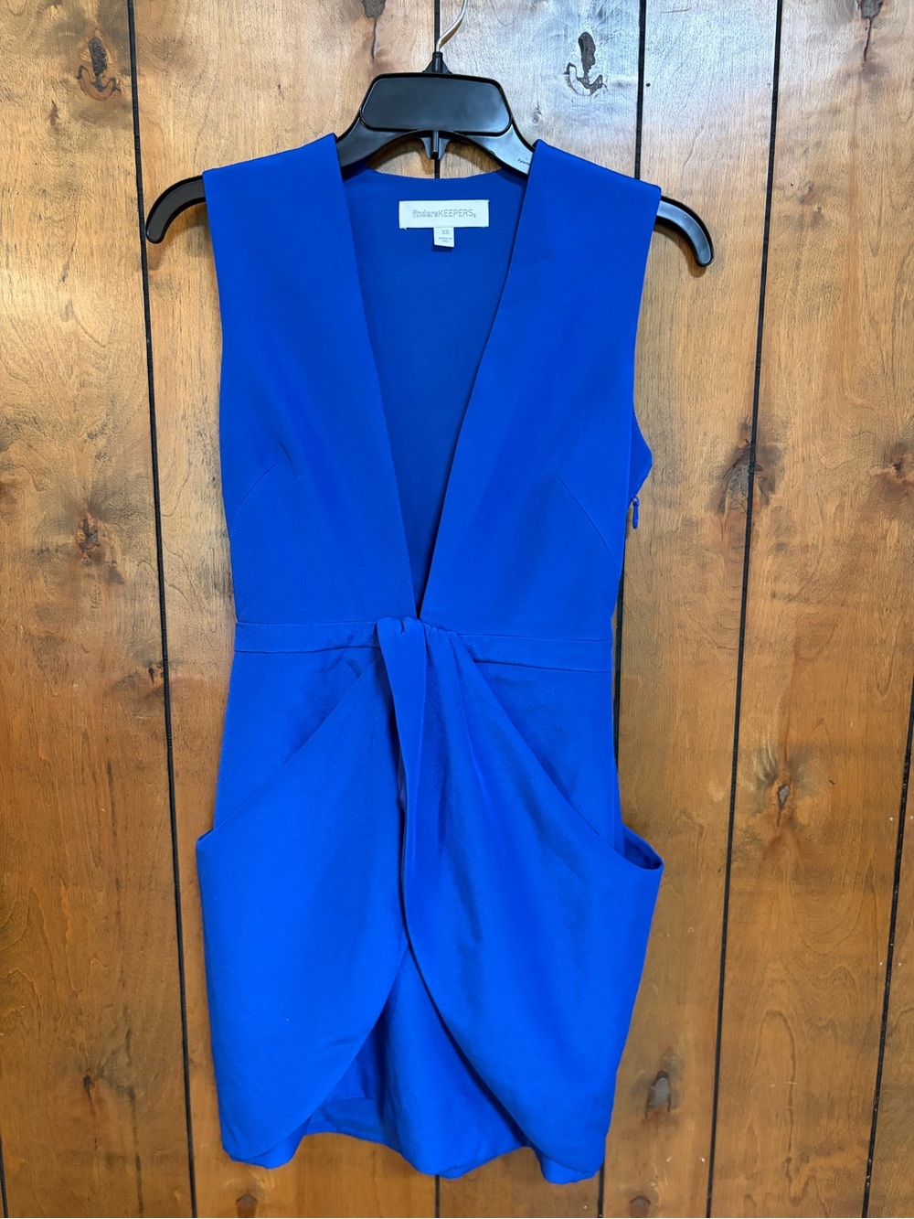 Finders Keepers Cobalt Blue Deep V Mini Dress